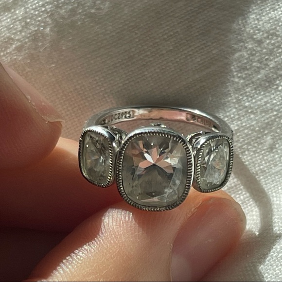 Synthetic Diamond Engagement Ring stackable sterling silver cubic zirconia - Picture 10 of 11